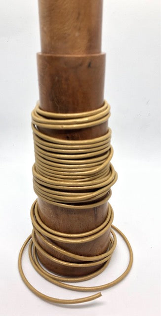 Smooth round natural leather thread 3,4mm GOLD COLOR (5Mts)