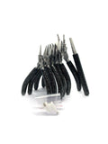 Set of Basic Jewelry Pliers. 9 pcs - Matte Black Clutch and Black Glitter Handle 4.5