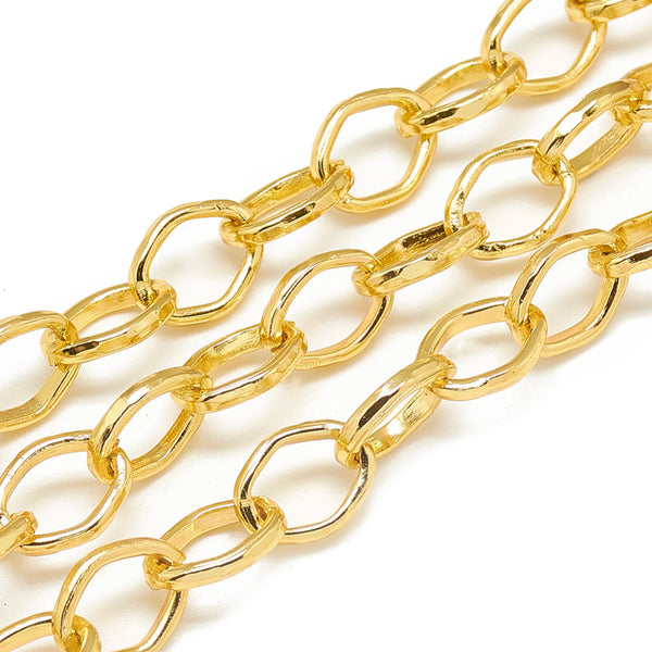 Chain  Aluminium golden, rhombus 14x10x2 mm