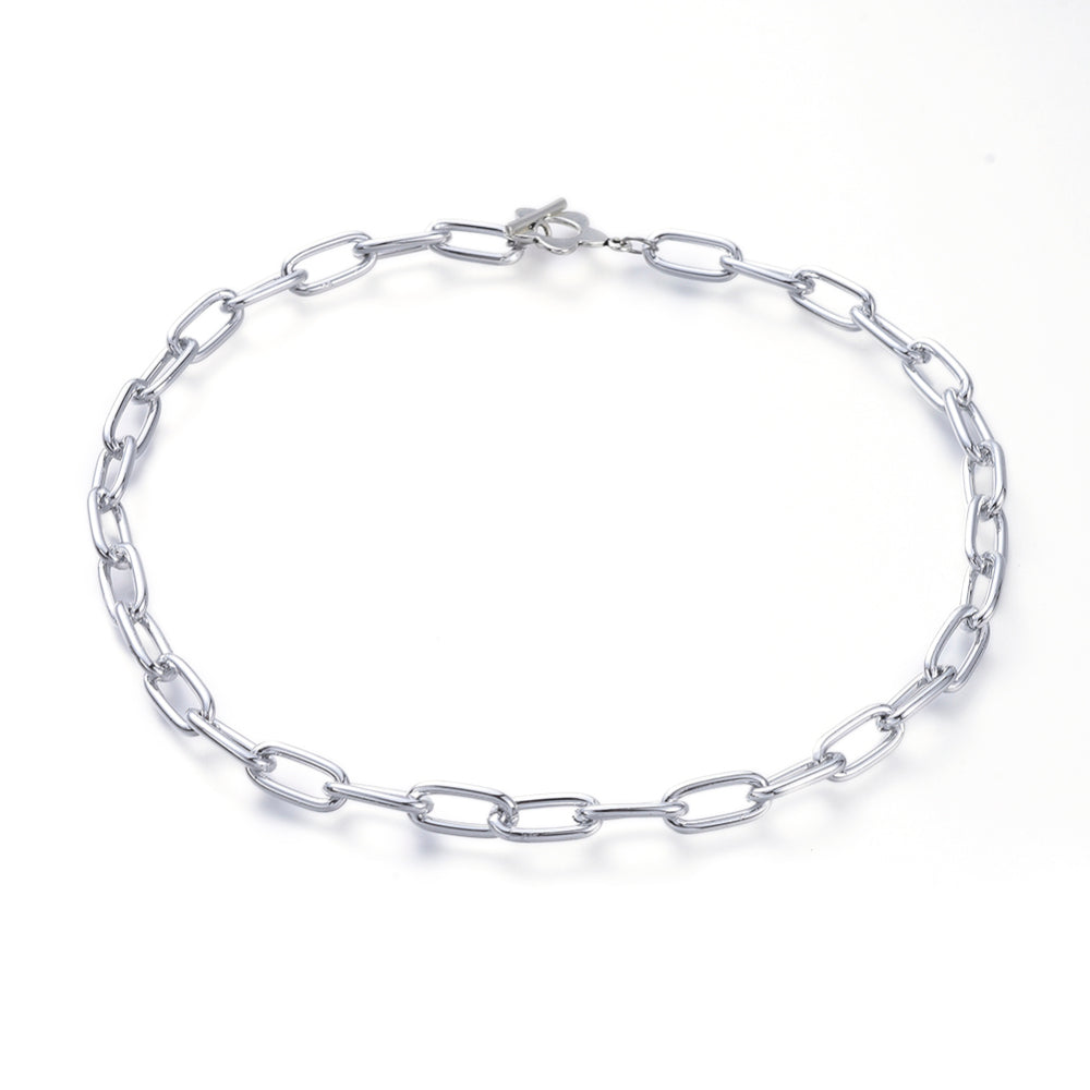Necklace chain oval aluminum with clasp 40cm