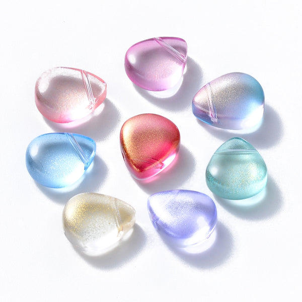 Crystal drop, smooth, multicolor, mixed color, 12.5x10.5x5.5mm