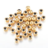 201 Stainless Steel Spacer Beads, Round, Real Gold Color