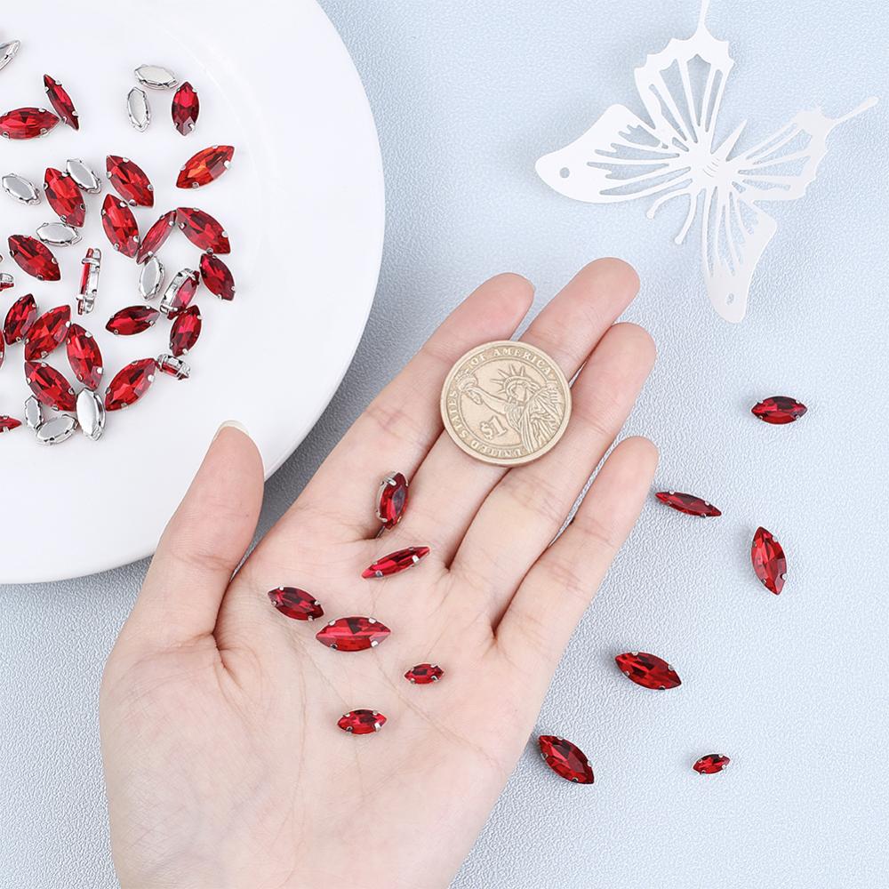 BOX Glass Rhinestone faceted, with Platinum Tone Brass Prong Settings