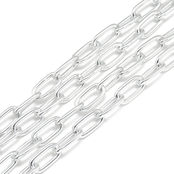 Chain Aluminium, silver, oval, smooth 15.5x7.5x2mm