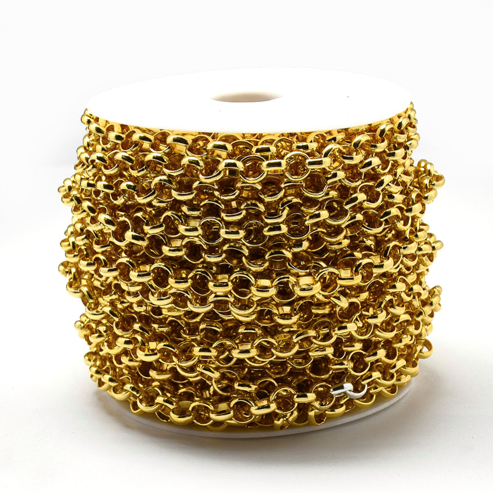 Chain Aluminum, golden, round 8x2.5mm (5 MTS)