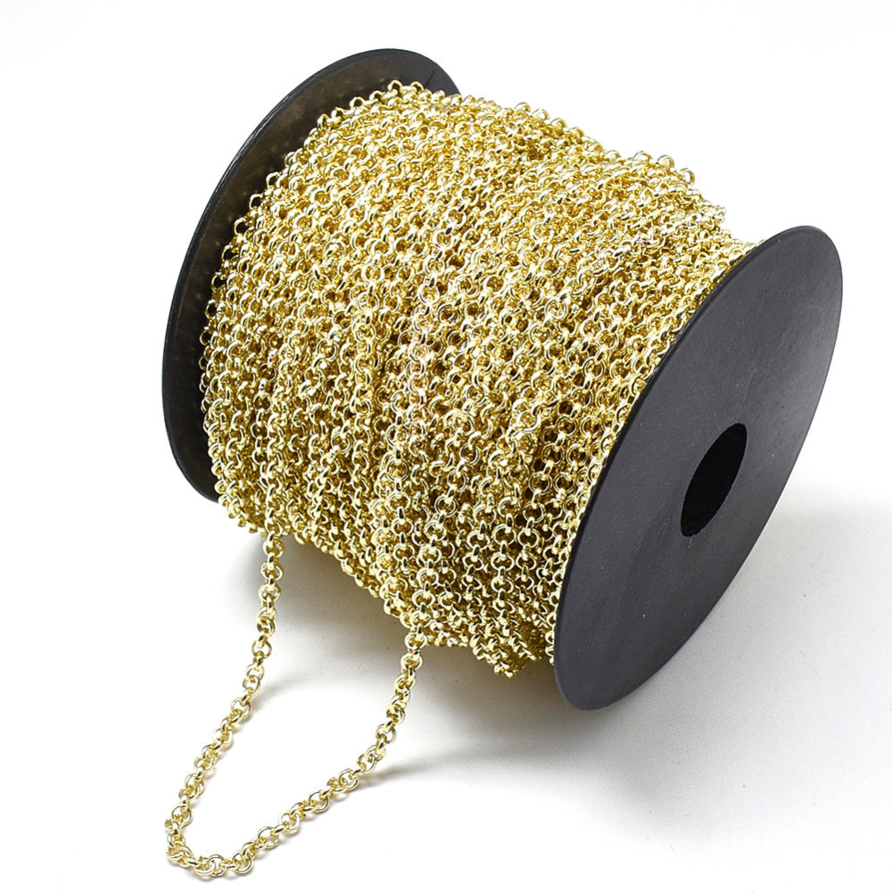 Chain Aluminum, Golden , round, on spool 4x1mm (5mts)