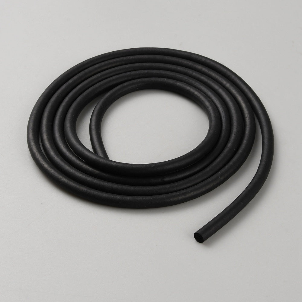 Black, round, pressure-sensitive rubber strip, 5 mm. Long 4mts