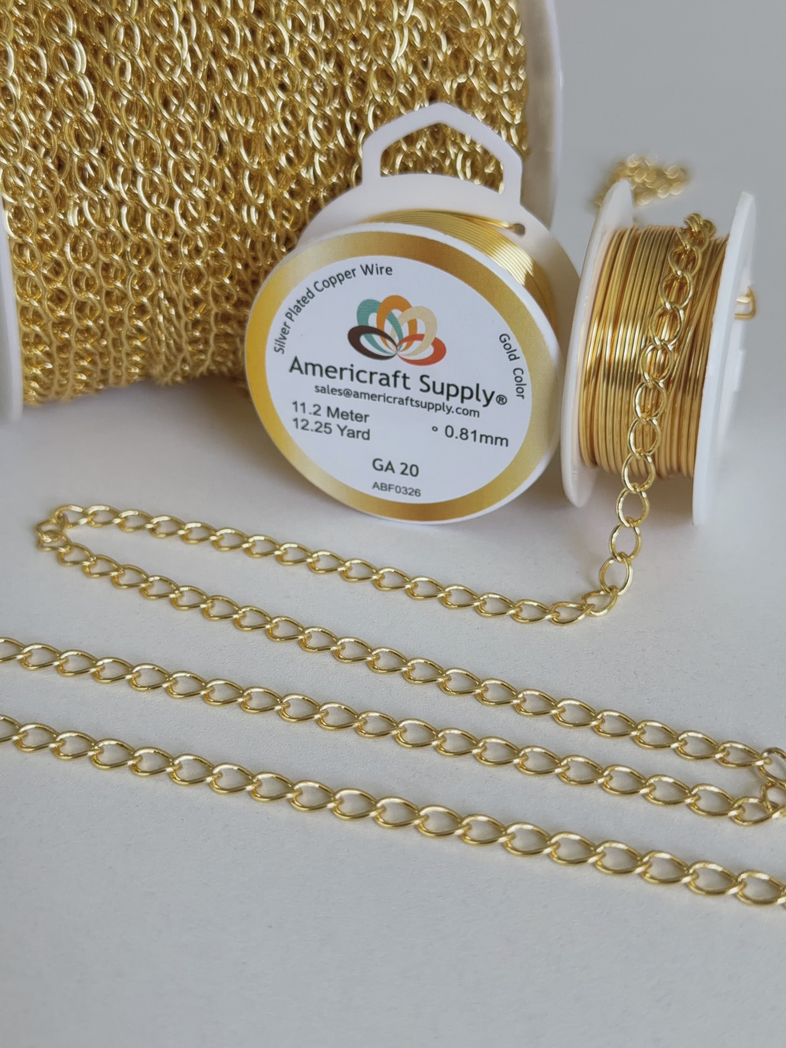 Gold Color Chain for Jewelry Making by the Meter. Oval 6.8 x 4.5 x 0.9mm Hole 5 x 3.8mm