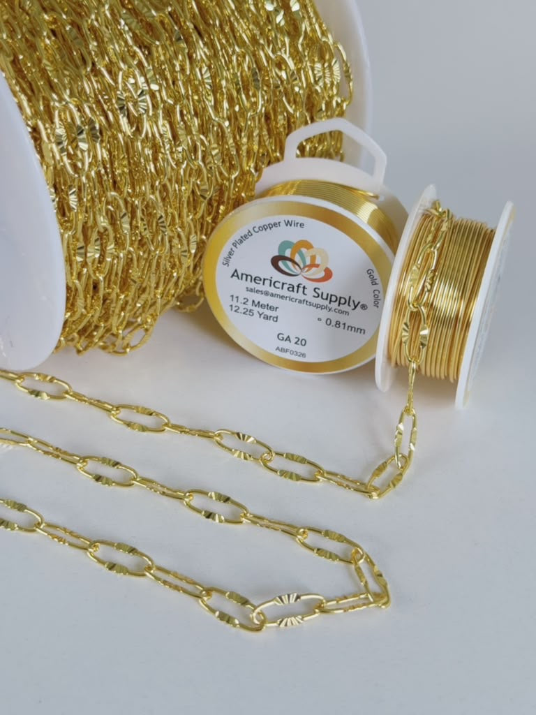Gold Color Chain for Jewelry Making by the Meter Oval 10.3 x 0.9mm Hole 8.3mm
