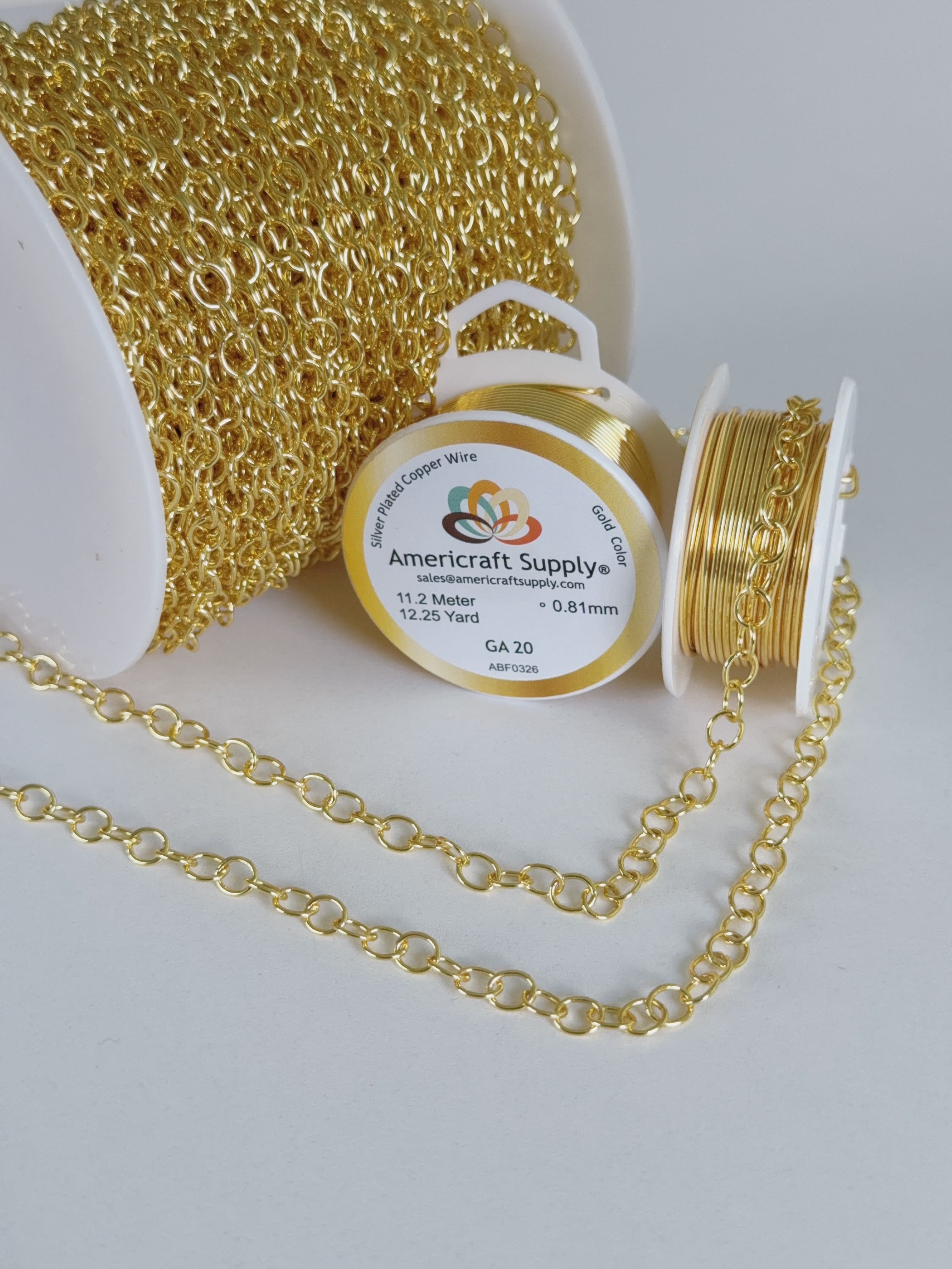 Gold Color Chain for Jewelry Making by the Meter. Semi Oval 6 X 5 X 0.7mm HOLE 3.4mm