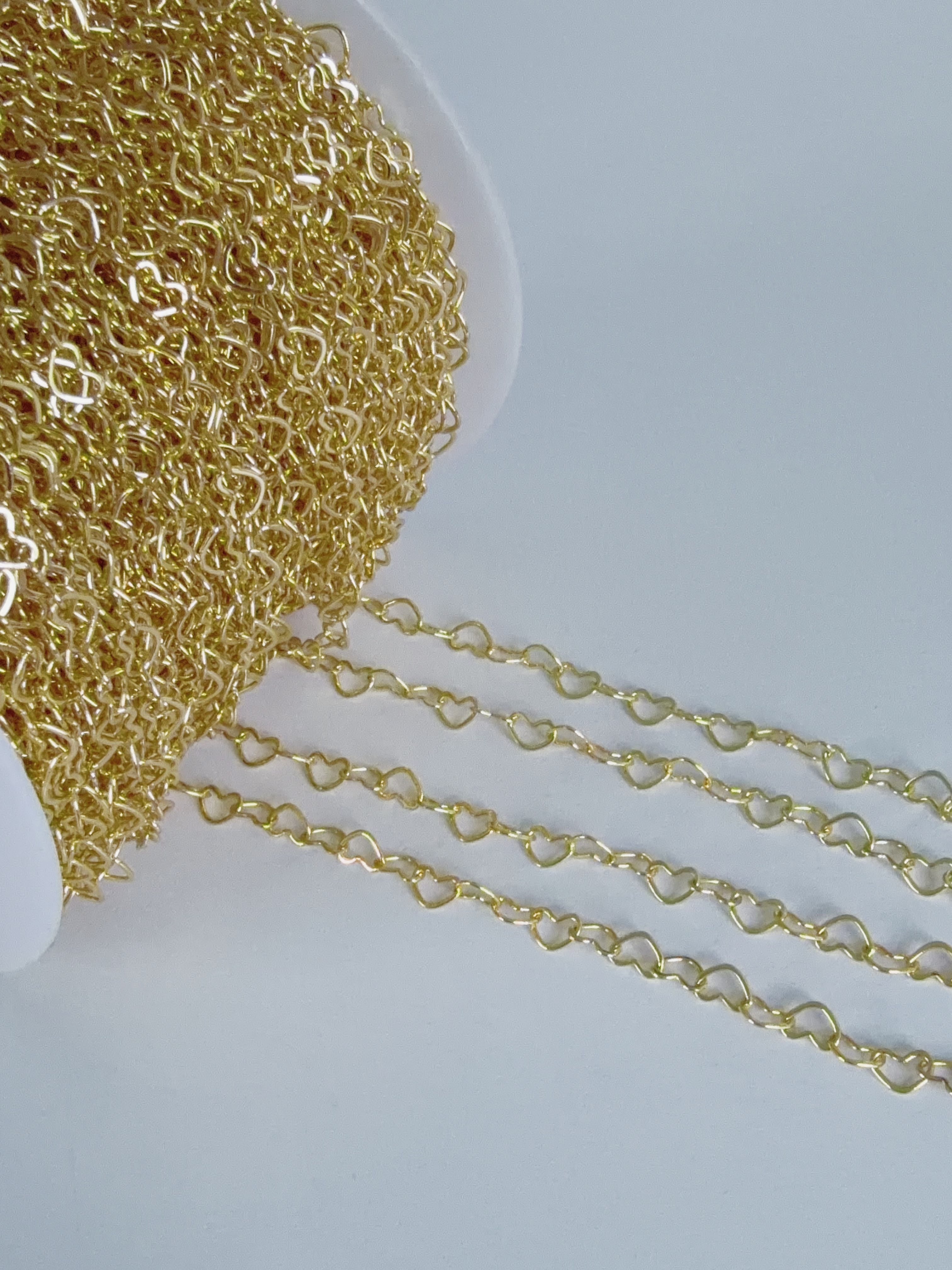 Gold Color Chain for Jewelry Making by the Meter. Heart 6.3x4.8x0.4mm Hole 4.7mm