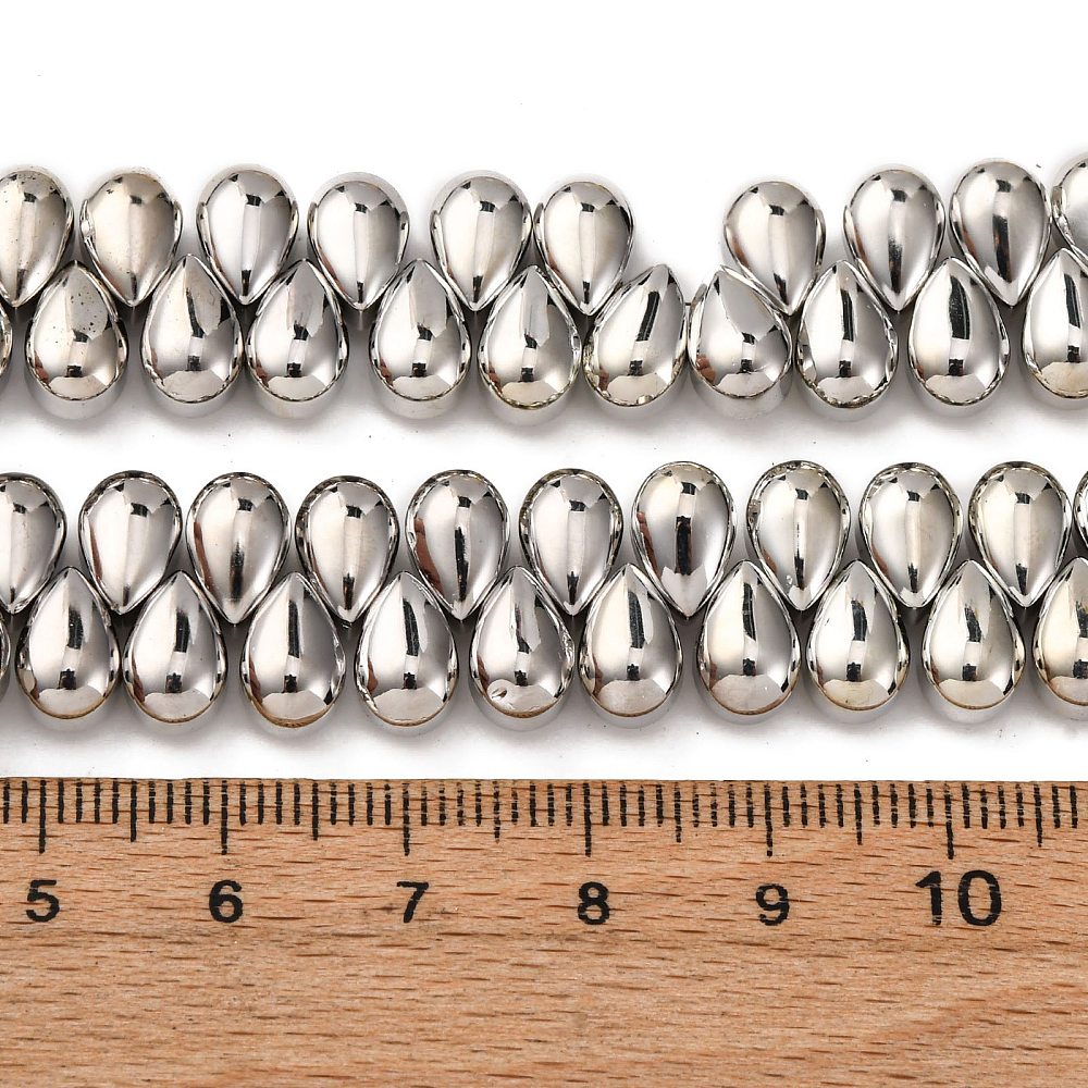 Electroplate Glass Beads, Teardrop, 9x6x5.5mm, Hole: 0.9mm (10 PCS)