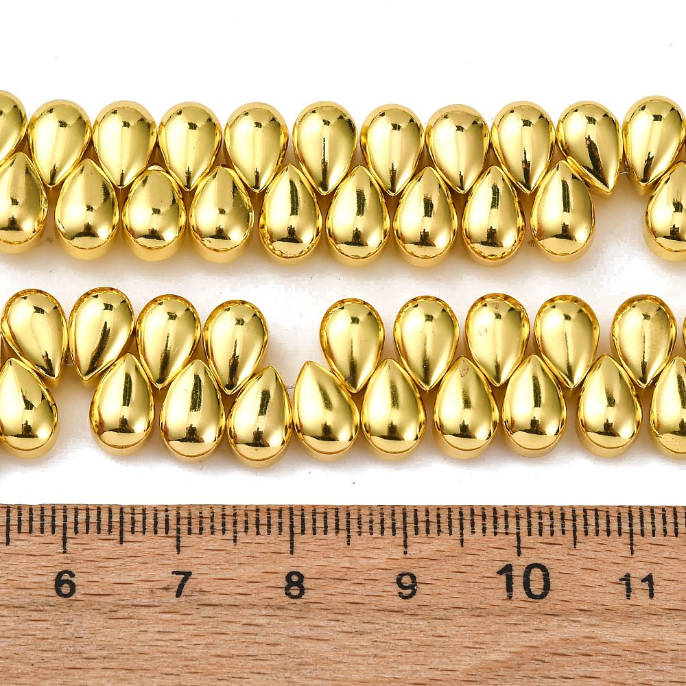 Electroplate Glass Beads, Teardrop, 9x6x5.5mm, Hole: 0.9mm (10 PCS)