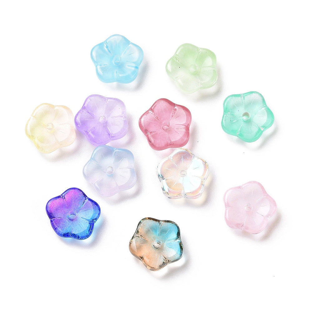 Glass flower; multicolrs; size: 9 to 10 mm (20pcs)