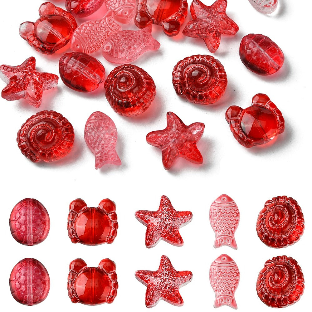 Ocean Themed Transparent Glass Beads Sets