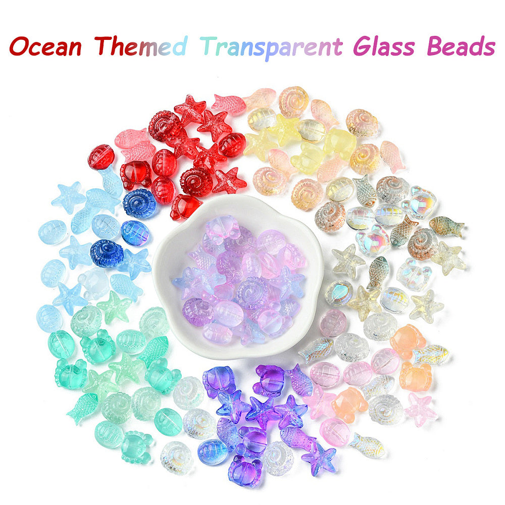 Ocean Themed Transparent Glass Beads Sets