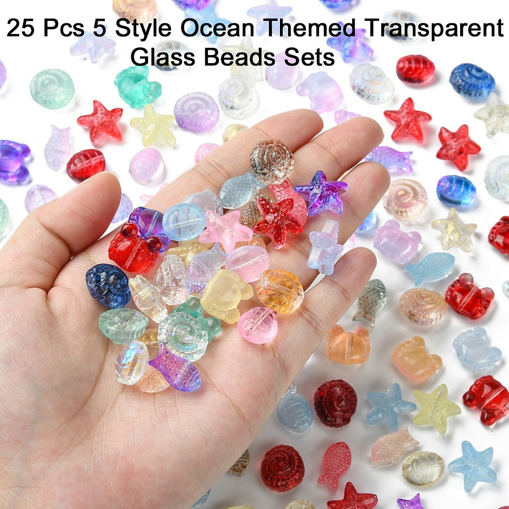 Ocean Themed Transparent Glass Beads Sets