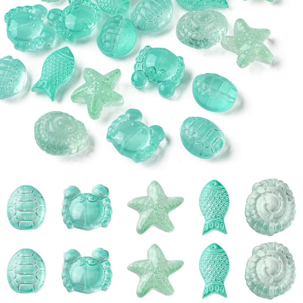 Ocean Themed Transparent Glass Beads Sets
