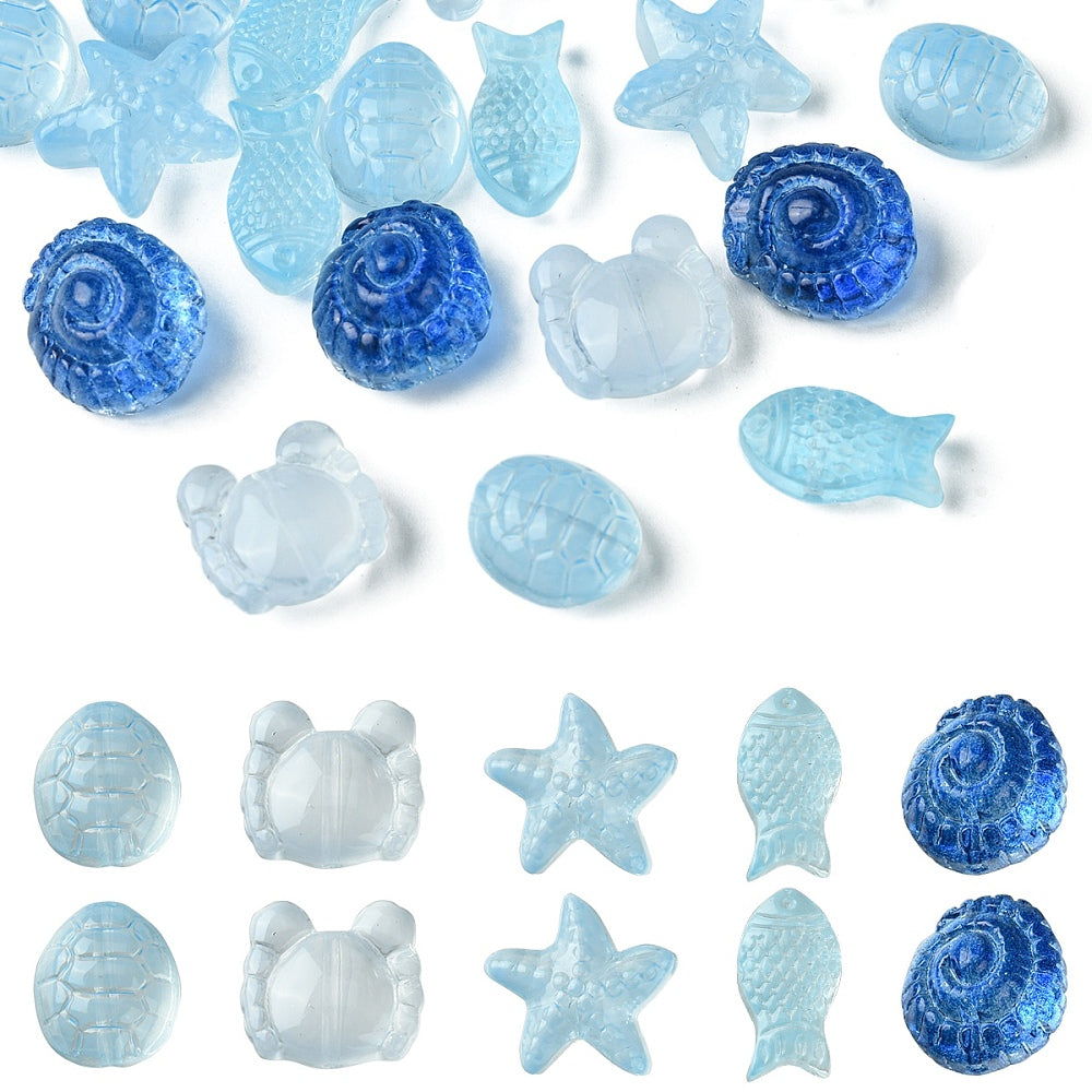 Ocean Themed Transparent Glass Beads Sets