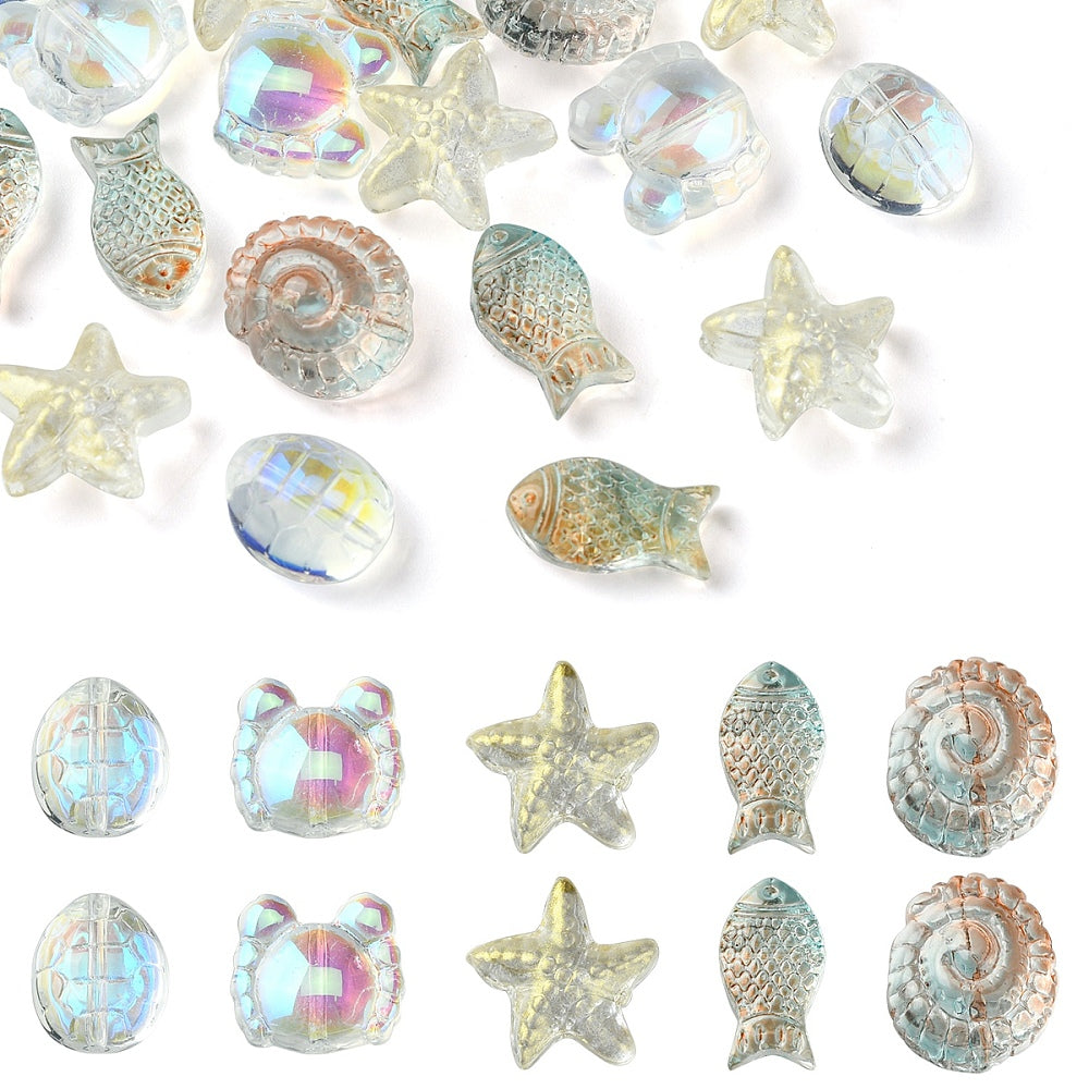 Ocean Themed Transparent Glass Beads Sets