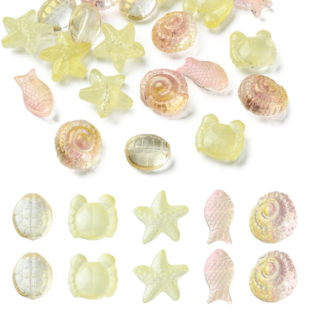 Ocean Themed Transparent Glass Beads Sets