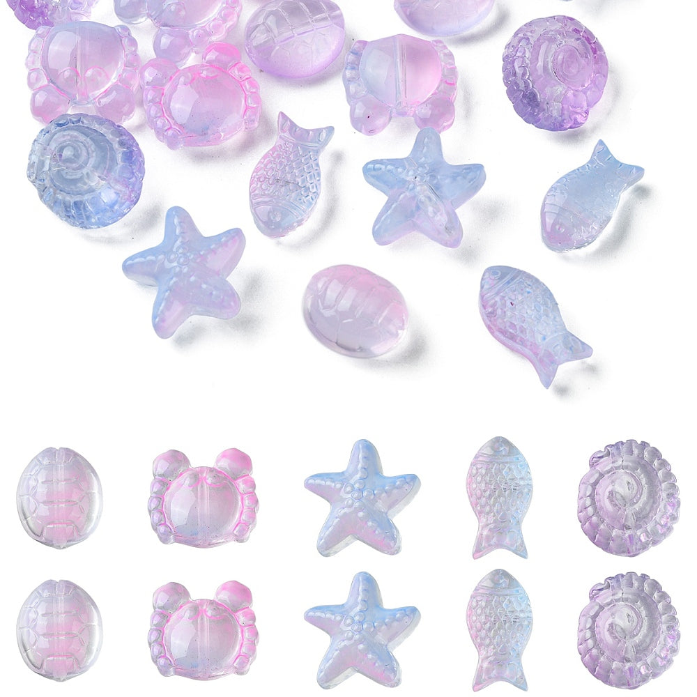 Ocean Themed Transparent Glass Beads Sets