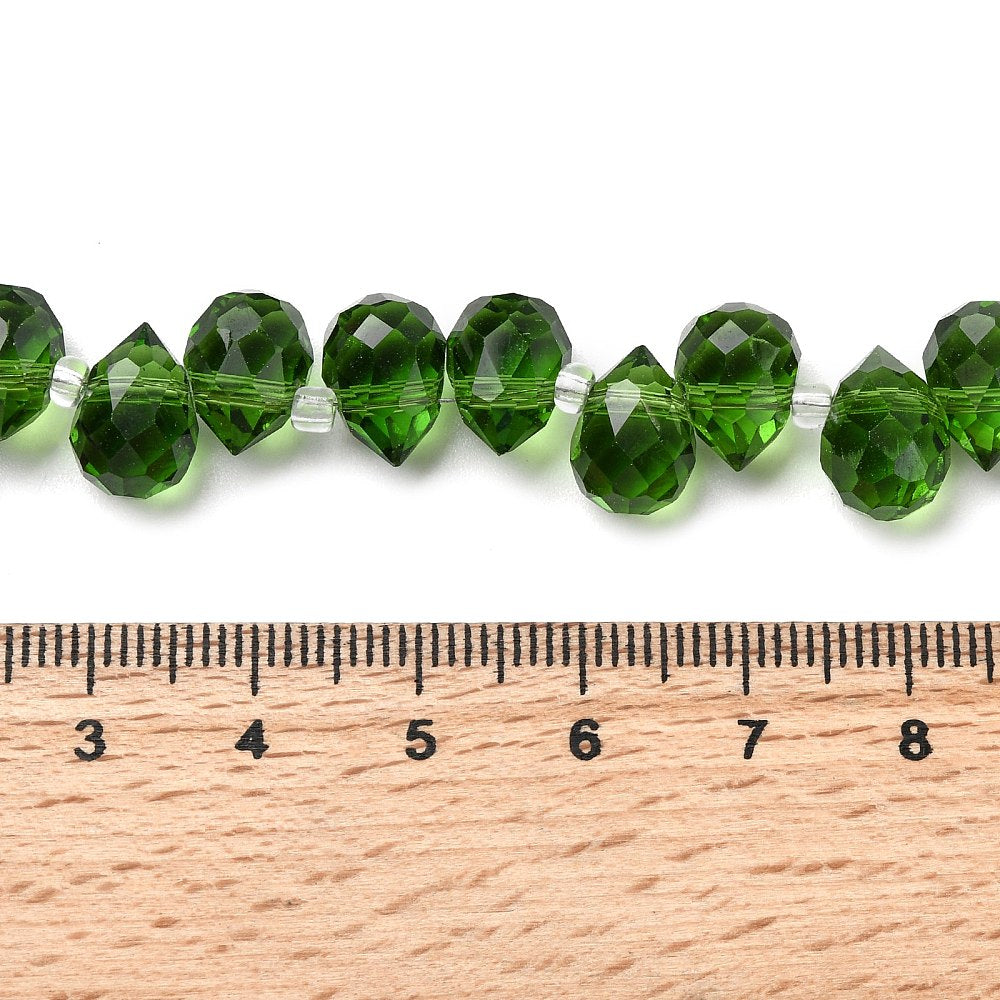 Glass Beads, Top Drilled Beads, Faceted, Teardrop, Clear, 10.5x8mm
