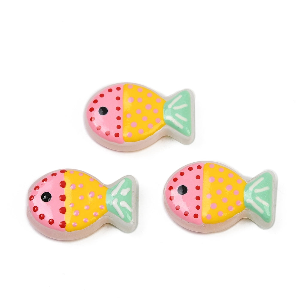 Fish-shaped glass beads, assorted colors.