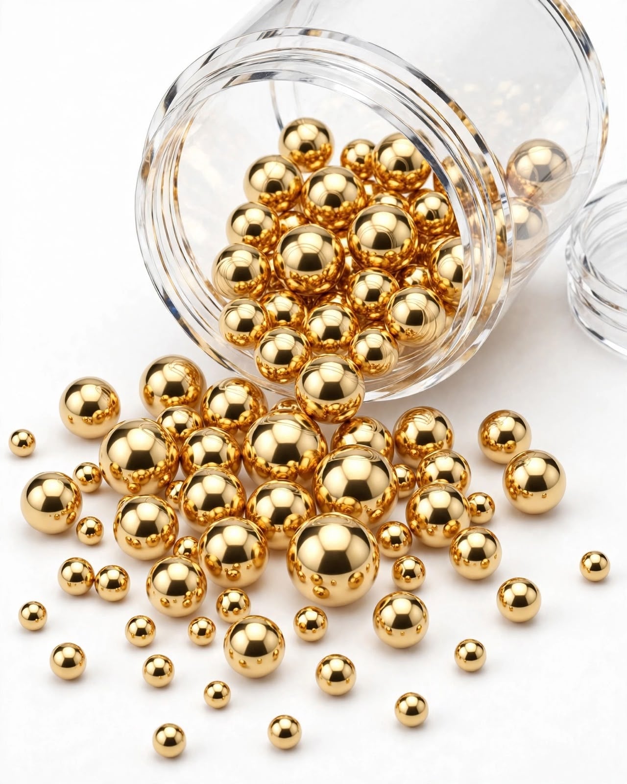 Round beads for jewelry making. High-quality 18-karat gold color. (3, 4, 5, and 8 mm).
