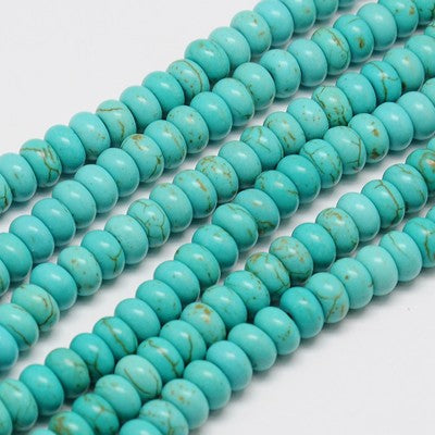 Synthetic Turquoise beads Strand, Round / Dyed, Rondelle, diferentes sizes