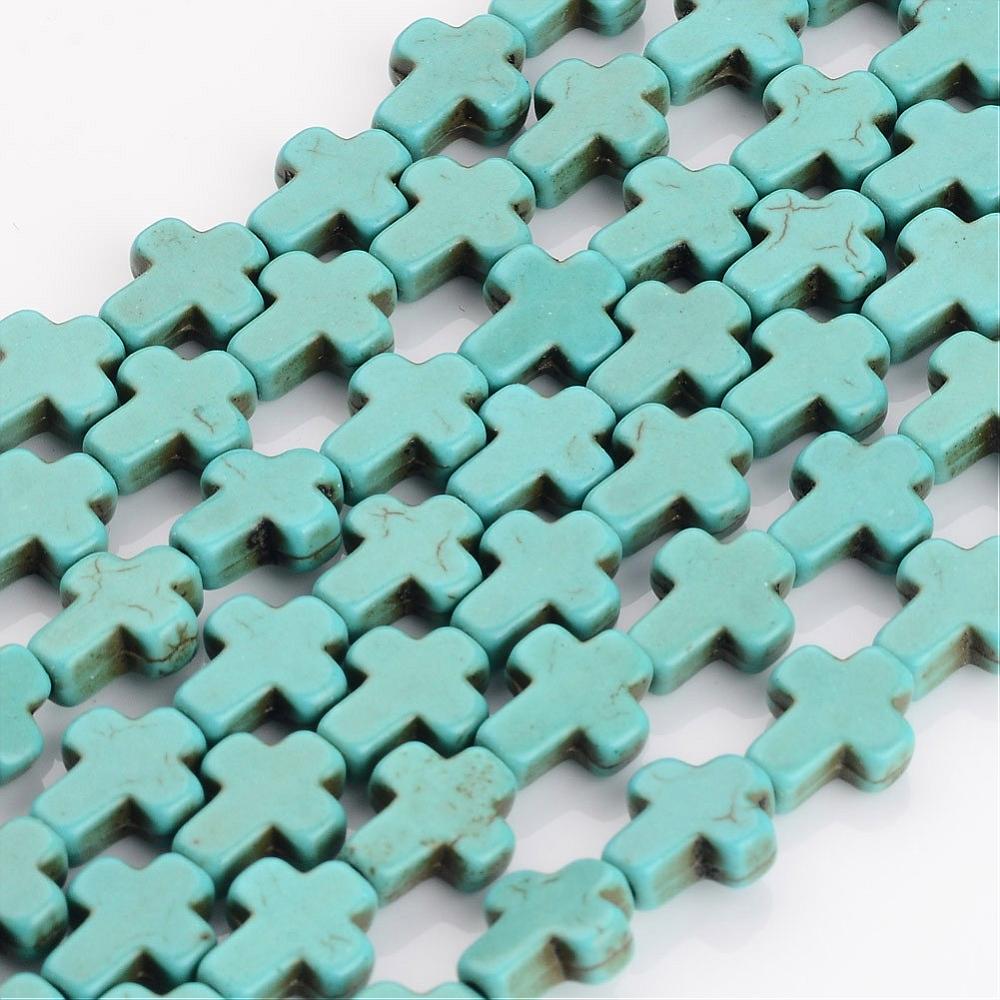 Synthetic Turquoise beads, / Dyed, Cross, diferentes sizes