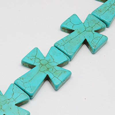 Synthetic Turquoise beads, / Dyed, Cross, diferentes sizes