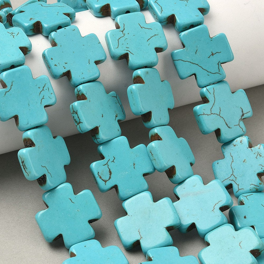 Synthetic Turquoise beads, / Dyed, Cross, diferentes sizes
