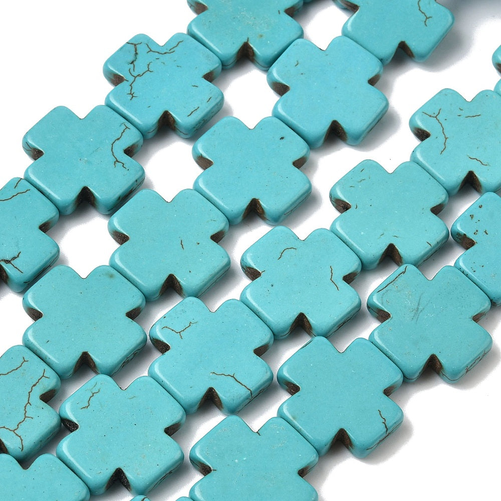 Synthetic Turquoise beads, / Dyed, Cross, diferentes sizes
