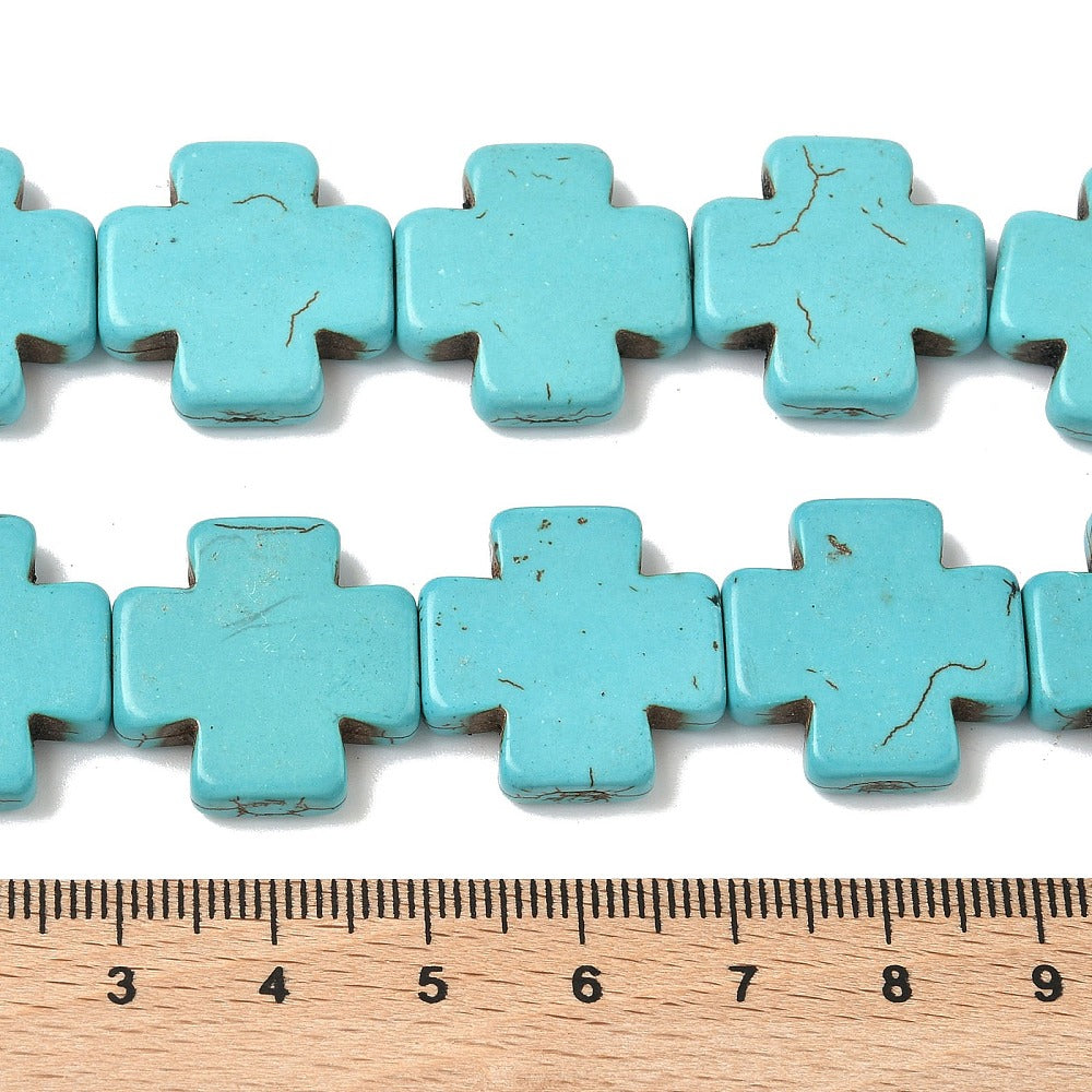 Synthetic Turquoise beads, / Dyed, Cross, diferentes sizes