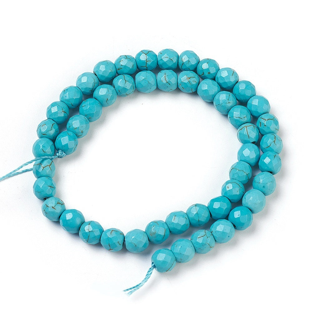 Natural Howlita Beads strands, Dyed, faceted round shape /