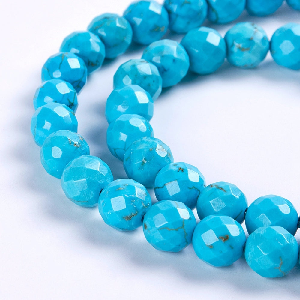 Natural Howlita Beads strands, Dyed, faceted round shape /