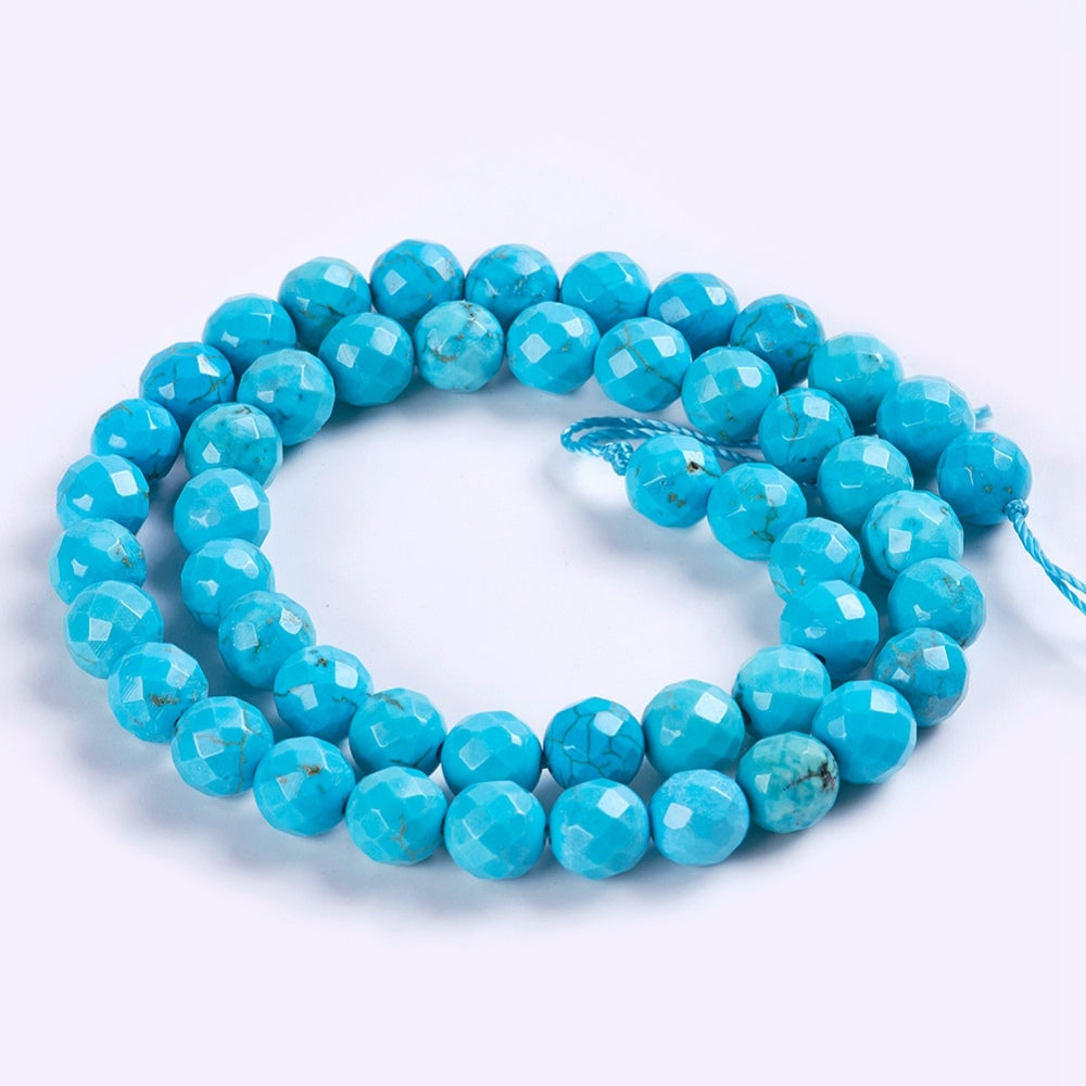 Natural Howlita Beads strands, Dyed, faceted round shape /