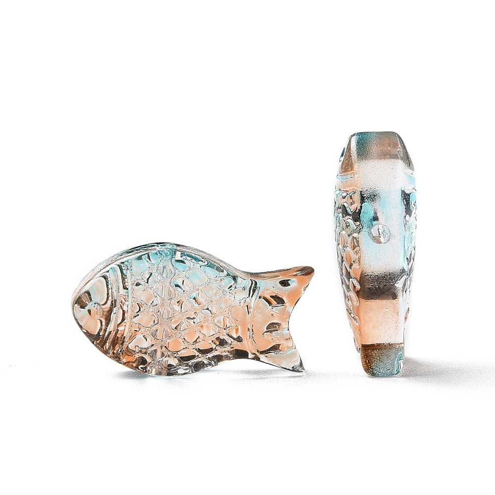 Fish-shaped glass beads, assorted colors.