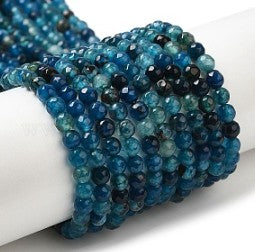 Round natural agate strips. faceted. 4mm