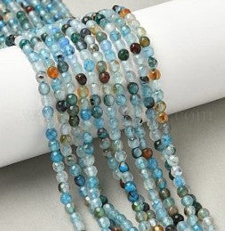 Round natural agate strips. faceted. 4mm