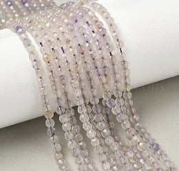 Round natural agate strips. faceted. 4mm