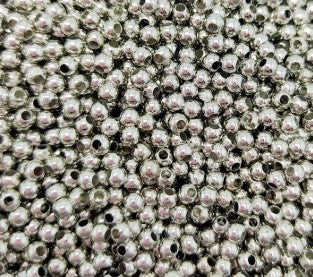 Ball-style beads for jewelry making. Premium quality silver color. (3–4 mm)
