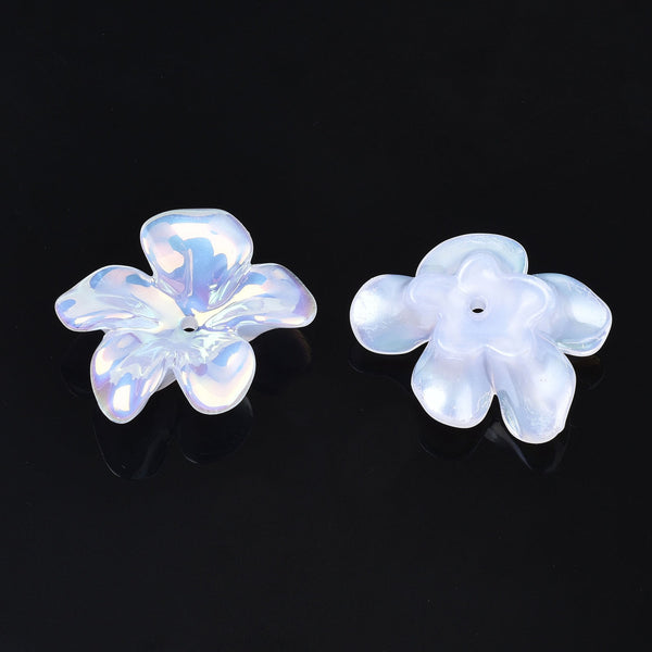 Electroplated acrylic flowers  beads  with 5-petals