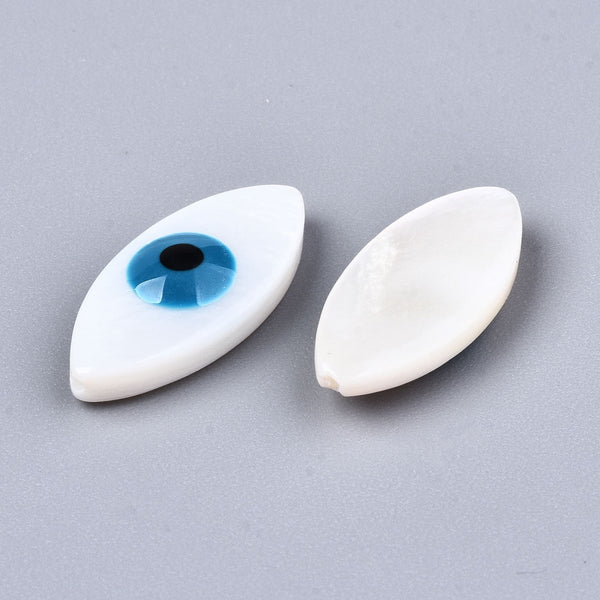White and blue Eye pendant or Mother of pearl