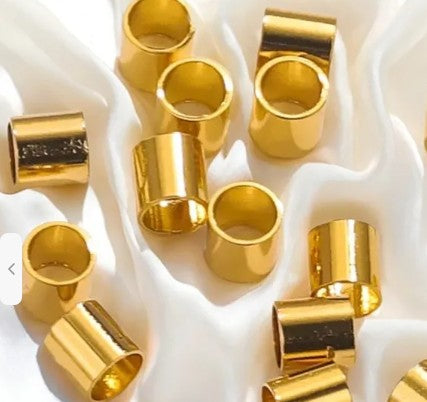 Crimp bead. High-quality 18-karat gold color for jewelry making. 2mm x 100 units