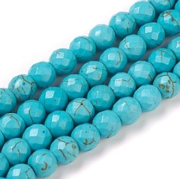 Natural Howlita Beads strands, Dyed, faceted round shape /