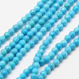 Natural magnesite strands, faceted round shape / Strand, 2 and 3 mm