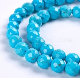 Natural Howlita Beads strands, Dyed, faceted round shape /