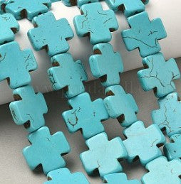 Synthetic Turquoise beads, / Dyed, Cross, diferentes sizes